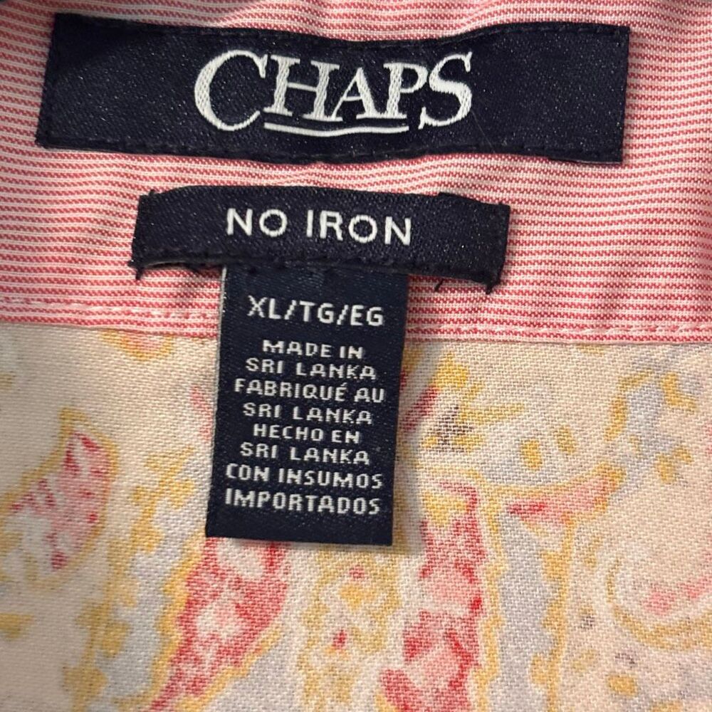 Chaps No-Iron XL button front paisley print shirt blouse contrast trim - Picture 9 of 12